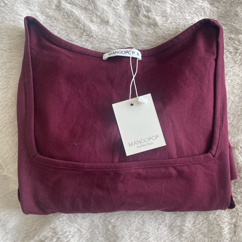 Mangopop burgundy square neck bodysuit
